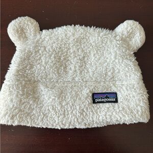 Patagonia Cream Fleece Beanie with Ears
